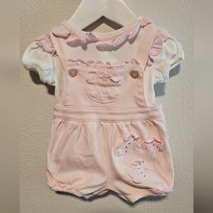 Mintini Baby Shirt and Shorts, Baby Pink. Size 3M.